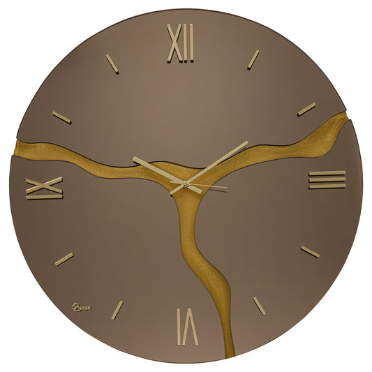 Art S/008 Orologio di Design Sagomato in Specchio Bronzo con Inserto Oro - Ø 70 cm