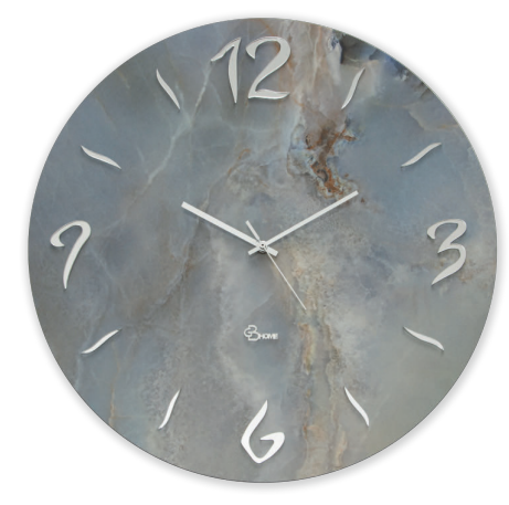 Art. 658 Grande Orologio da Parete in Kerlite® Sky Black con Numeri Romani Argento - Ø 80 cm